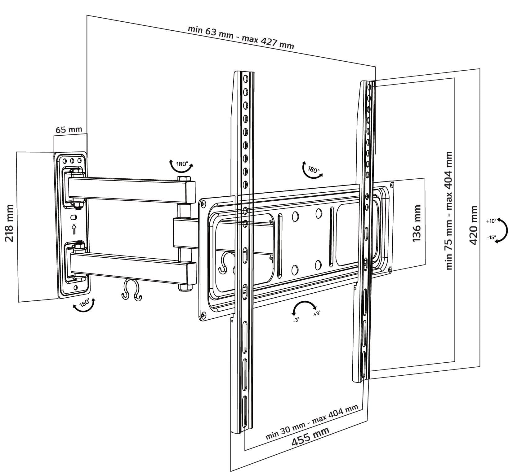 Supporto a Muro per TV LED LCD 32-55'' Full-Motion in Supporti da parete e da soffitto Scontolo.net - Potenza, commercioVirtuoso.it
