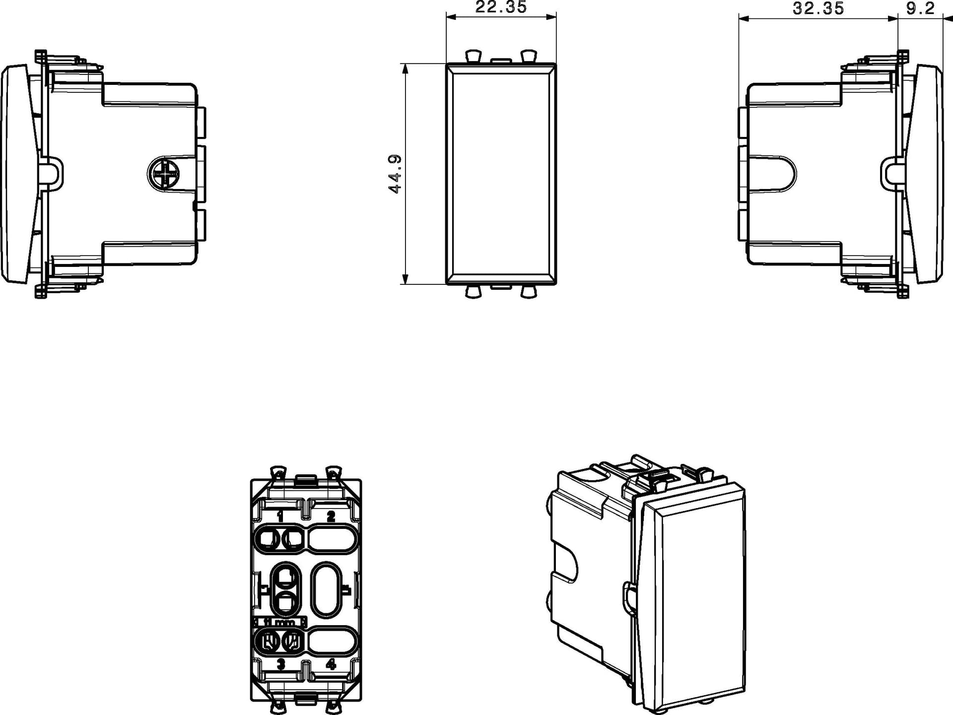 WHITEK S44 Commutatore 2 Pulsanti 1P 10AX 250V 1 Modulo Bianco Opaco in Interruttori a pulsante Scontolo.net - Potenza, commercioVirtuoso.it