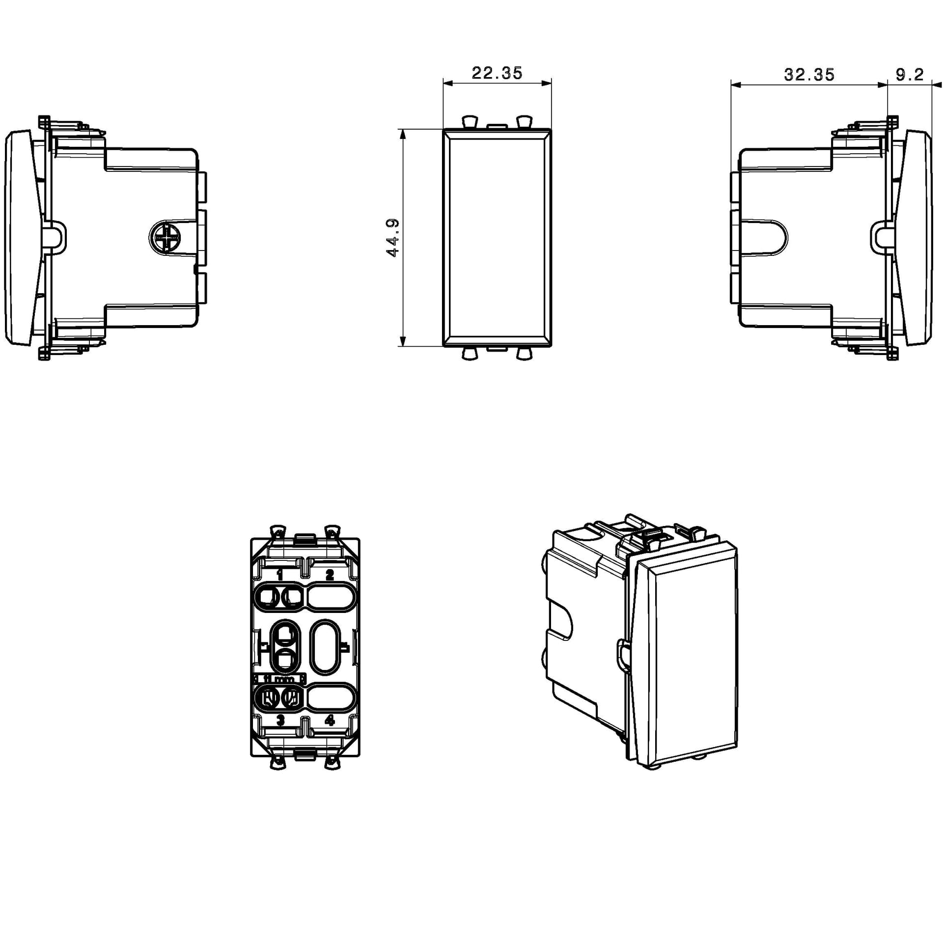 WHITEK S44 Commutatore 2 Pulsanti 1P 10AX 250V 1 Modulo Bianco Opaco in Interruttori a pulsante Scontolo.net - Potenza, commercioVirtuoso.it