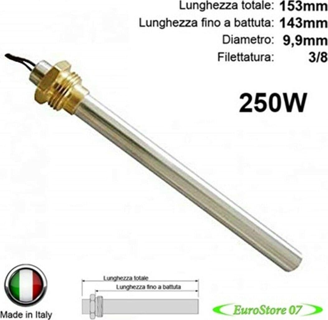 CANDELETTA ACCENSIONE STUFA PELLET RESISTENZA 250W DIAM 9.9 153mm 143mm SP 20 in prodotto EuroStore07 - Alatri, commercioVirtuoso.it