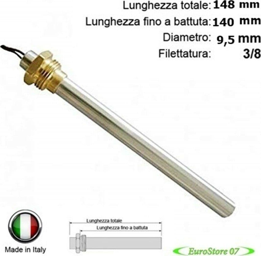 RESISTENZA ACCENSIONE STUFA PELLET CANDELETTA 350W 148mm 140mm DIAM 9.5 SP 21 in prodotto EuroStore07 - Alatri, commercioVirtuoso.it