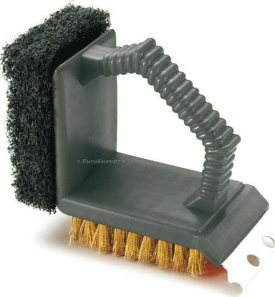 SPAZZOLA SPATOLA PER PULIZIA BARBECUE BBQ RBS OLLARE CON 3 FUNZIONI ERGONOMICA in prodotto EuroStore07 - Alatri, commercioVirtuoso.it