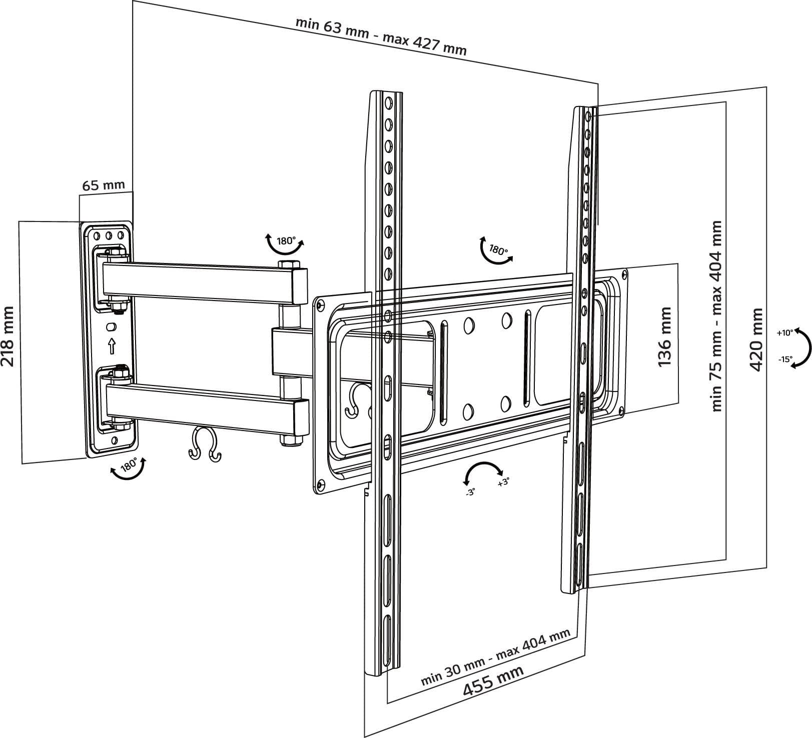 Supporto a Muro per TV LED LCD 32-55'' Full-Motion in Supporti da parete e da soffitto Scontolo.net - Potenza, commercioVirtuoso.it