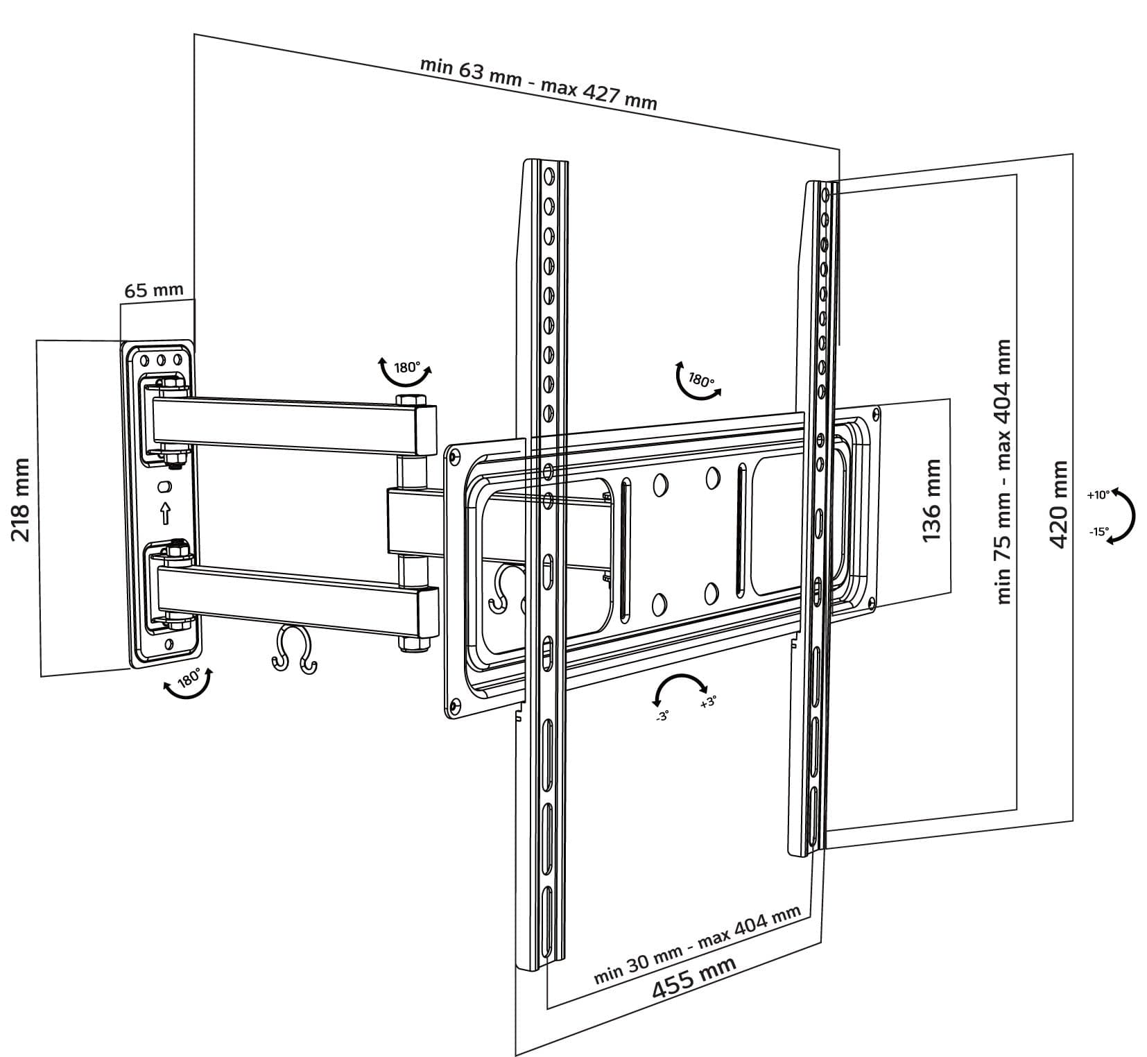 Supporto a Muro per TV LED LCD 32-55'' Full-Motion in Supporti da parete e da soffitto Scontolo.net - Potenza, commercioVirtuoso.it