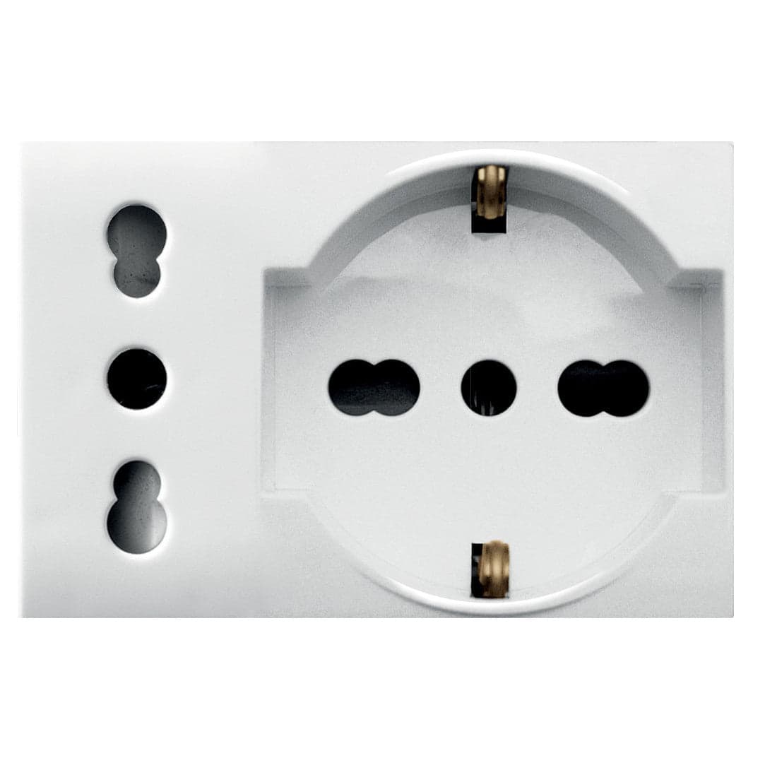WHITEK S44 Presa Schuko Presa Italiana 2P+T 10/16A 250V 3 Moduli Bianco Opaco, 44609015MB in Prese a muro Scontolo.net - Potenza, commercioVirtuoso.it