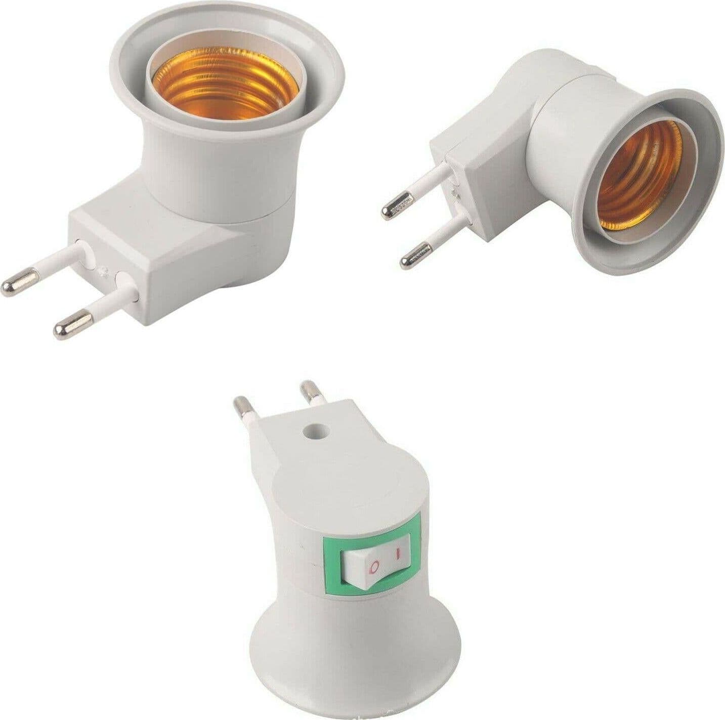 1 PORTAPAMPADA E 27 ANGOLO PARETE + INTERRUTTORE + SPINA PICCOLA PRA 450103 in prodotto EuroStore07 - Alatri, commercioVirtuoso.it