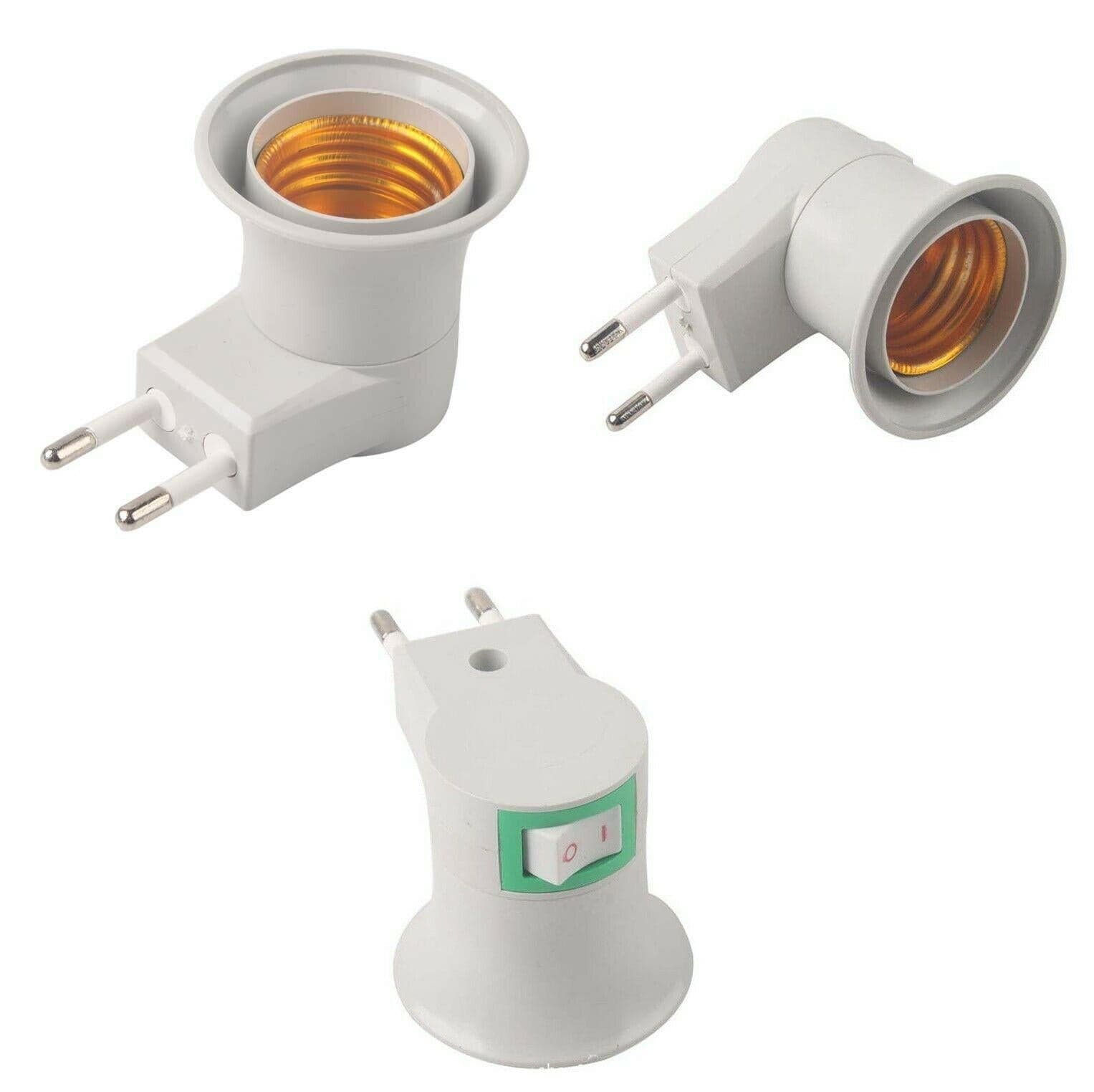 1 PORTAPAMPADA E 27 ANGOLO PARETE + INTERRUTTORE + SPINA PICCOLA PRA 450103 in prodotto EuroStore07 - Alatri, commercioVirtuoso.it