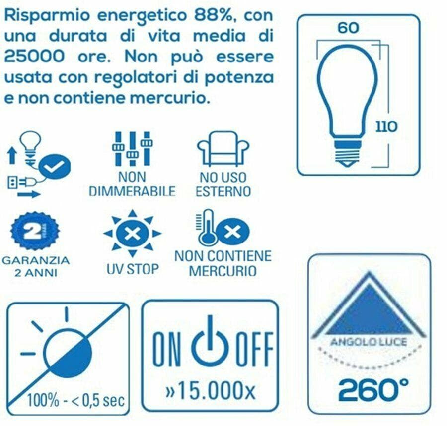 4 LAMPADINE A LED ATTACCO E 27 CONSUMO 10 W 6000 k LUCE FREDDA LAMPADINA in prodotto EuroStore07 - Alatri, commercioVirtuoso.it