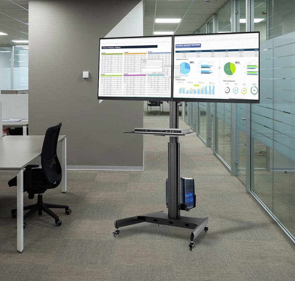 Trolley da Pavimento con Mensola e Porta PC per 2 TV LCD/LED/Plasma 13-32'' in Mobili Scontolo.net - Potenza, commercioVirtuoso.it