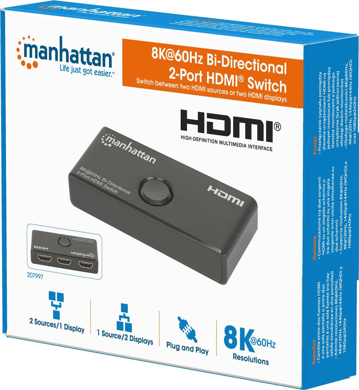 Switch HDMI 2 Porte 8K@60Hz Bidirezionale in Cavi HDMI Scontolo.net - Potenza, commercioVirtuoso.it