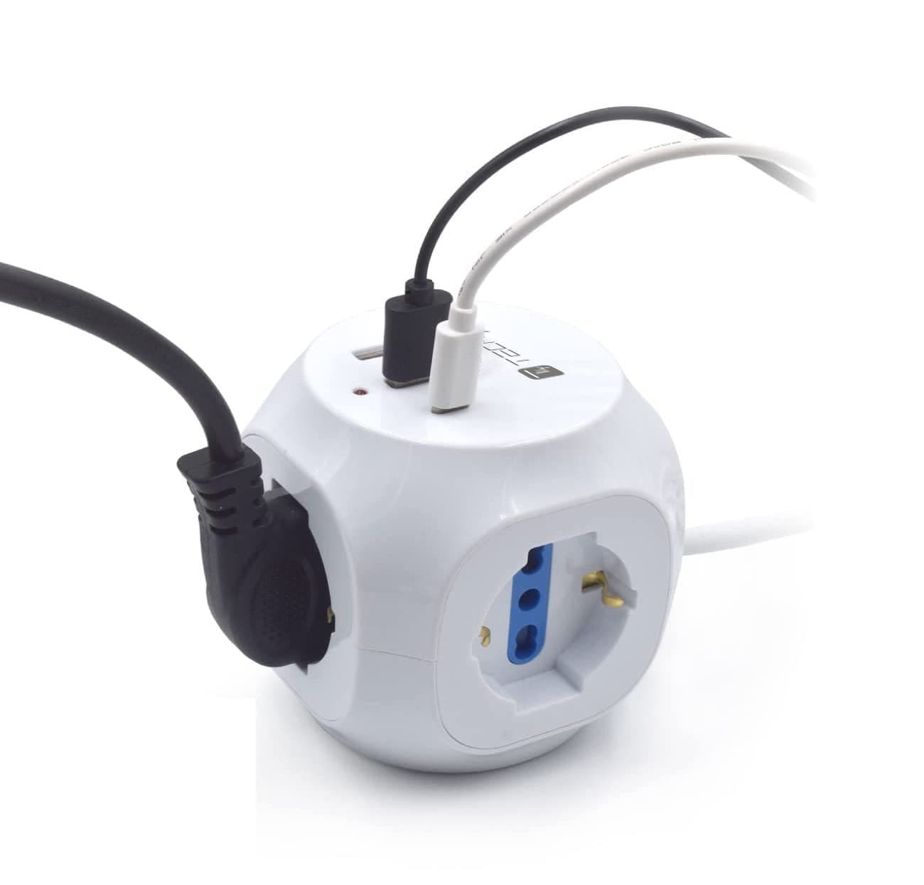Multipresa a Cubo 3 Posti con 2 Porte USB-A e 1 USB-C&trade QC3.0 in Multiprese Scontolo.net - Potenza, commercioVirtuoso.it