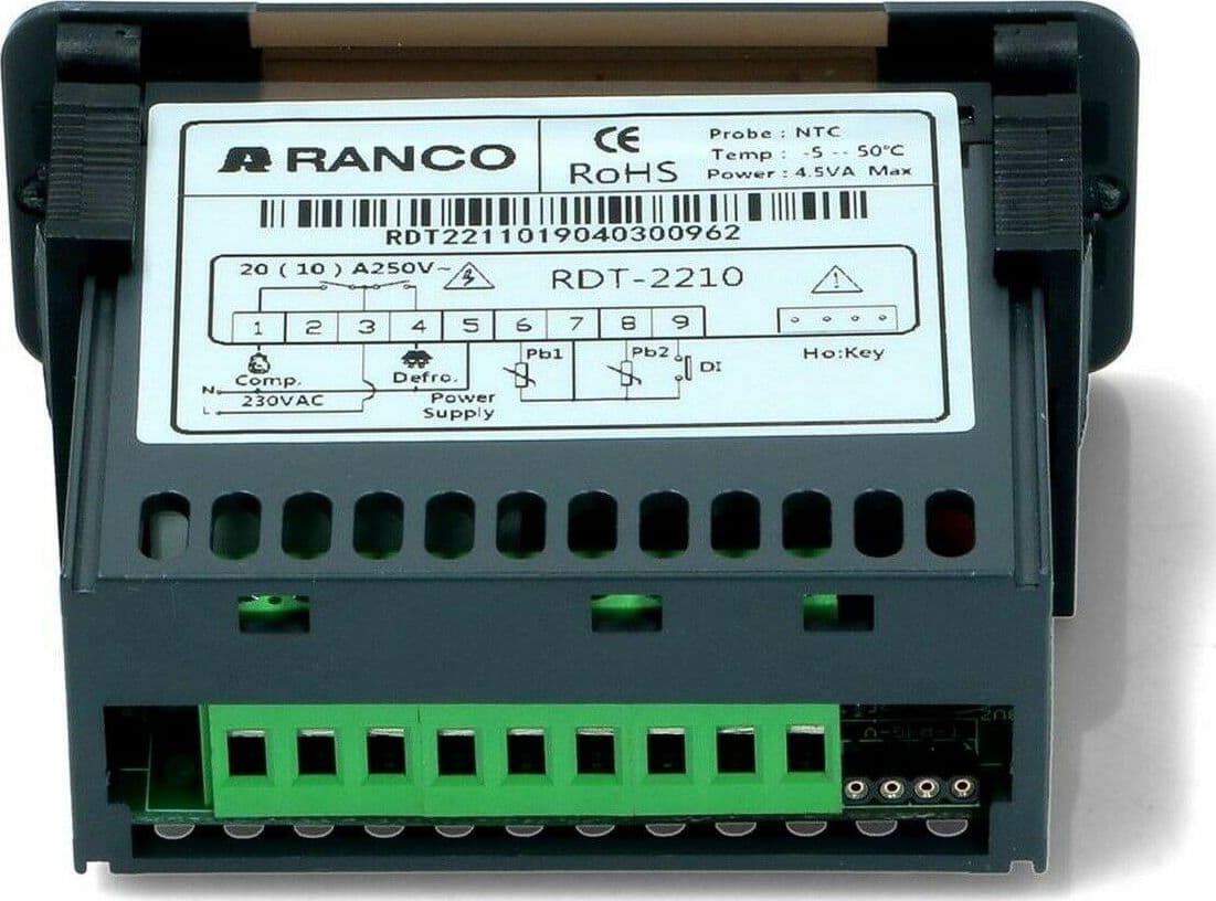 TERMOSTATO DIGITALE FRIGORIFERO 230V RANCO RDT-2210 USCITA RELE 20A COMPRESSORE in prodotto EuroStore07 - Alatri, commercioVirtuoso.it