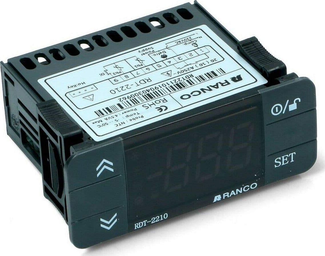 TERMOSTATO DIGITALE FRIGORIFERO 230V RANCO RDT-2210 USCITA RELE 20A COMPRESSORE in prodotto EuroStore07 - Alatri, commercioVirtuoso.it