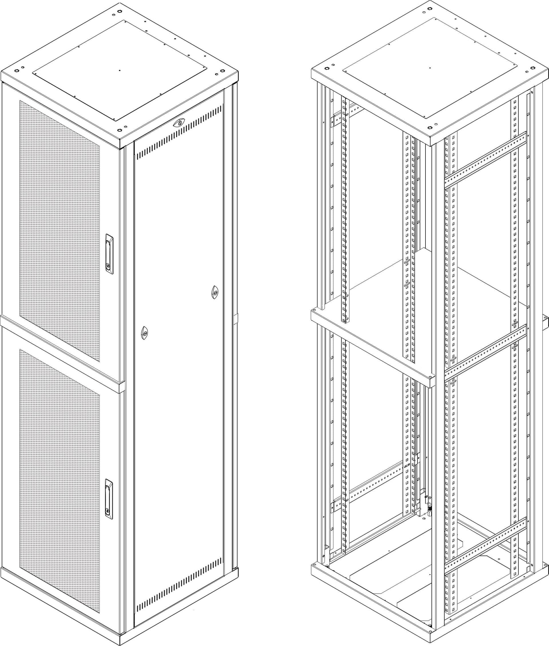 Armadio ETSI 21'' a 2 Sezioni 47 unit&agrave prof. 600 Porte Grigliate Grigio in Armadi Scontolo.net - Potenza, commercioVirtuoso.it