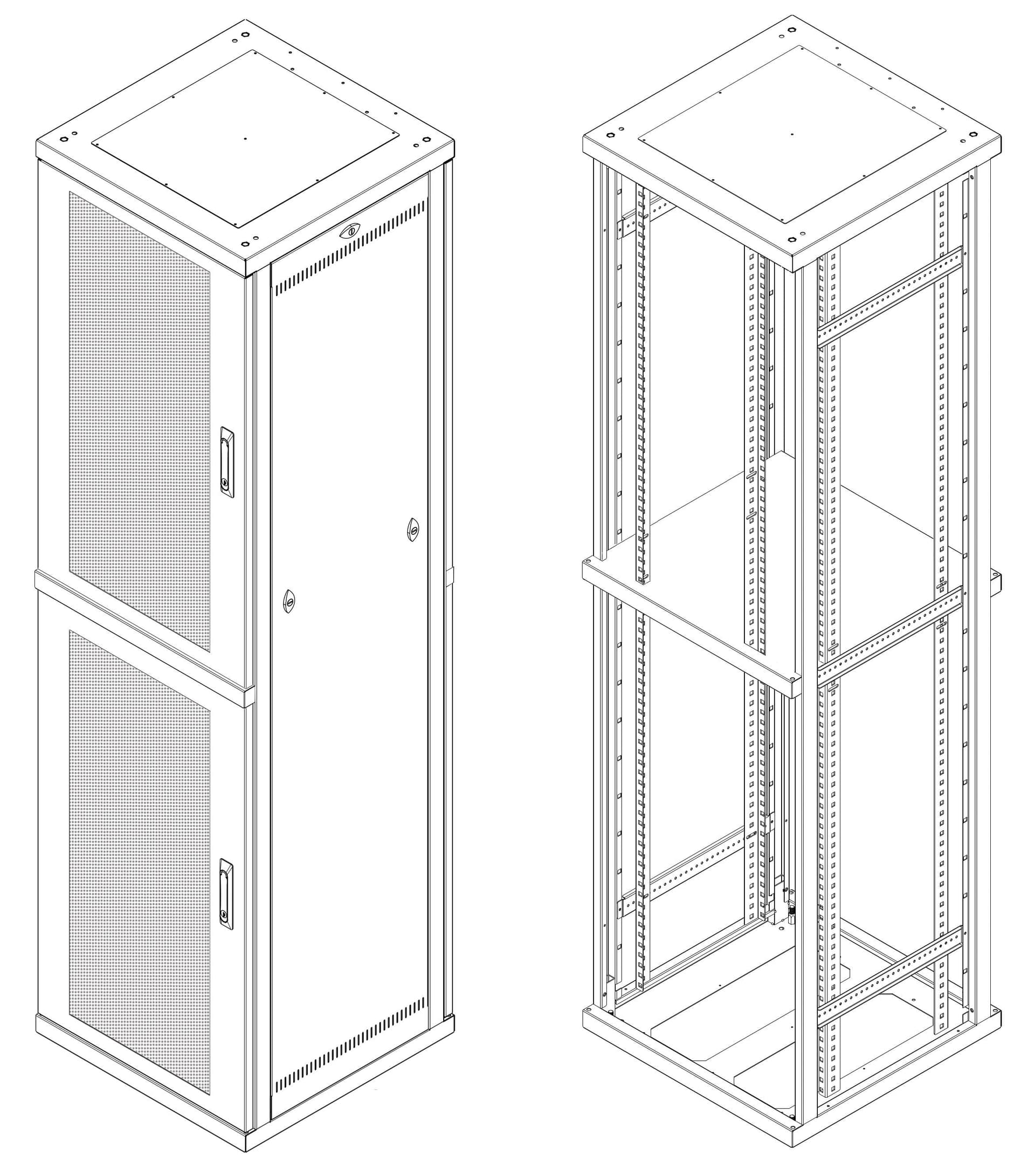Armadio ETSI 21'' a 2 Sezioni 47 unit&agrave prof. 600 Porte Grigliate Grigio in Armadi Scontolo.net - Potenza, commercioVirtuoso.it