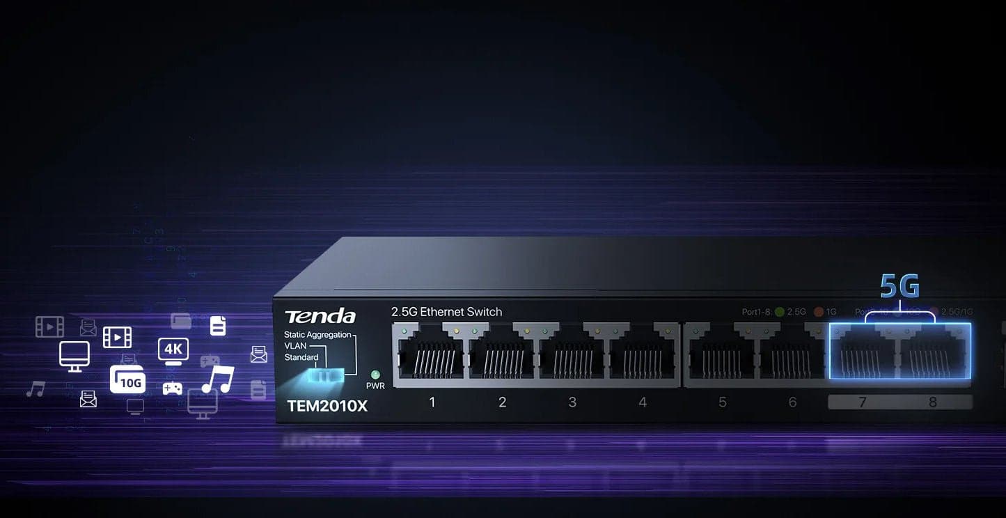 Switch con 8 porte 2.5G Ethernet e 2 porte SFP+ da 10G, TEM2010X in  Scontolo.net - Potenza, commercioVirtuoso.it