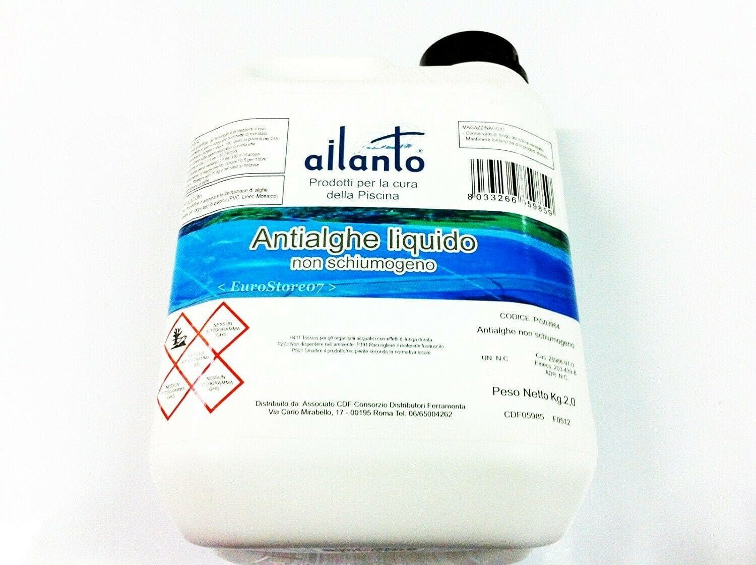 ANTIALGHE IGENIZZANTE NO SCHIUMA LT 2 SUPERCONCENTRATO PISCINA GIARDINO 204538 in prodotto EuroStore07 - Alatri, commercioVirtuoso.it