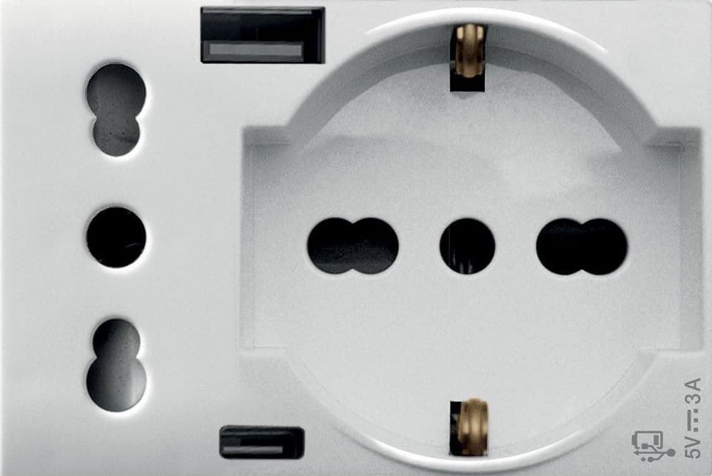 WHITEK S44 Presa Schuko Presa Italiana USB-A e USB-C&trade 2P+T 10/16A 250V 3 Moduli Bianco Opaco, 44609015USB in Multiprese Scontolo.net - Potenza, commercioVirtuoso.it