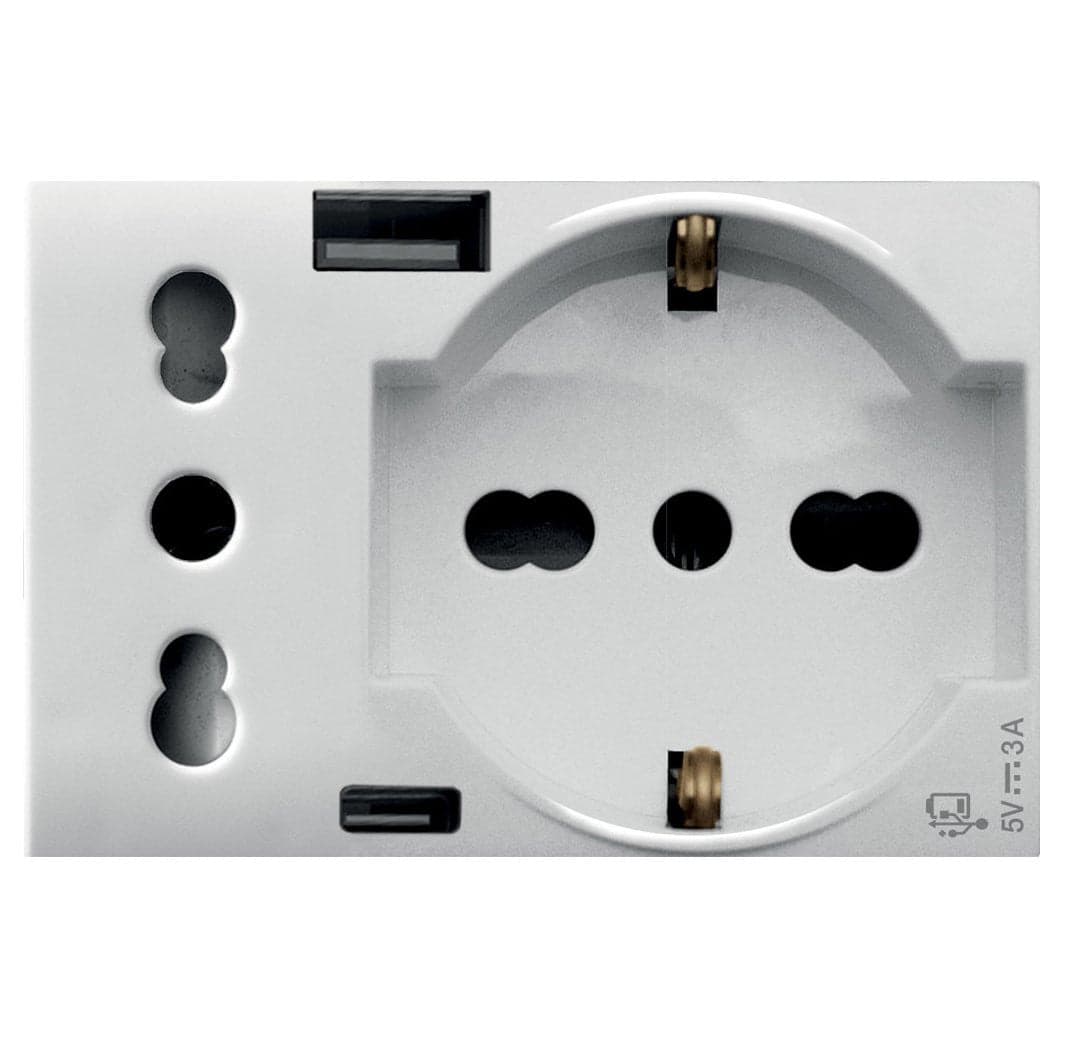 WHITEK S44 Presa Schuko Presa Italiana USB-A e USB-C&trade 2P+T 10/16A 250V 3 Moduli Bianco Opaco, 44609015USB in Multiprese Scontolo.net - Potenza, commercioVirtuoso.it