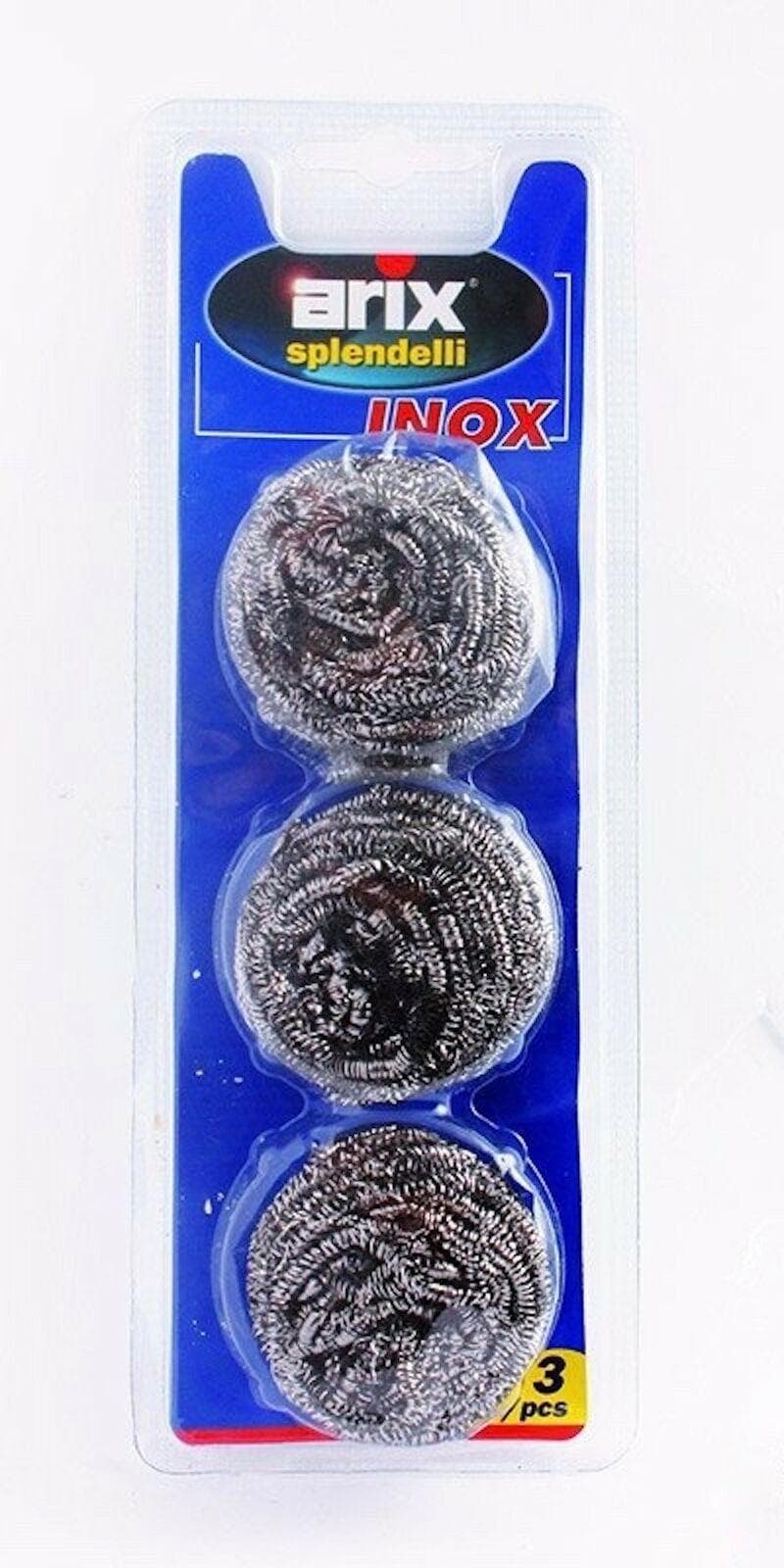 3 PAGLIETTE SPUGNETTE INOX PER FORNELLI GRIGLIE METALLI CERAMICA VETRO PRA 763105 in prodotto EuroStore07 - Alatri, commercioVirtuoso.it