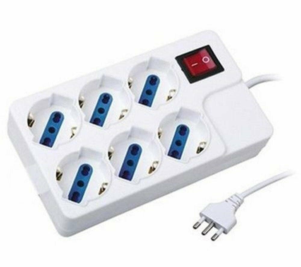 MULTIPRESA 6 POSTI CON SCHUKO + BIPASSO CON INTERRUTTORE GENERALE FER 108829 in prodotto EuroStore07 - Alatri, commercioVirtuoso.it
