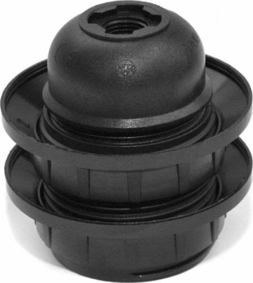 PORTALAMPADA E 27 NERO FILETTATO + 2 GHIERE IN BAKELITE ATTACCO GRANDE in prodotto EuroStore07 - Alatri, commercioVirtuoso.it