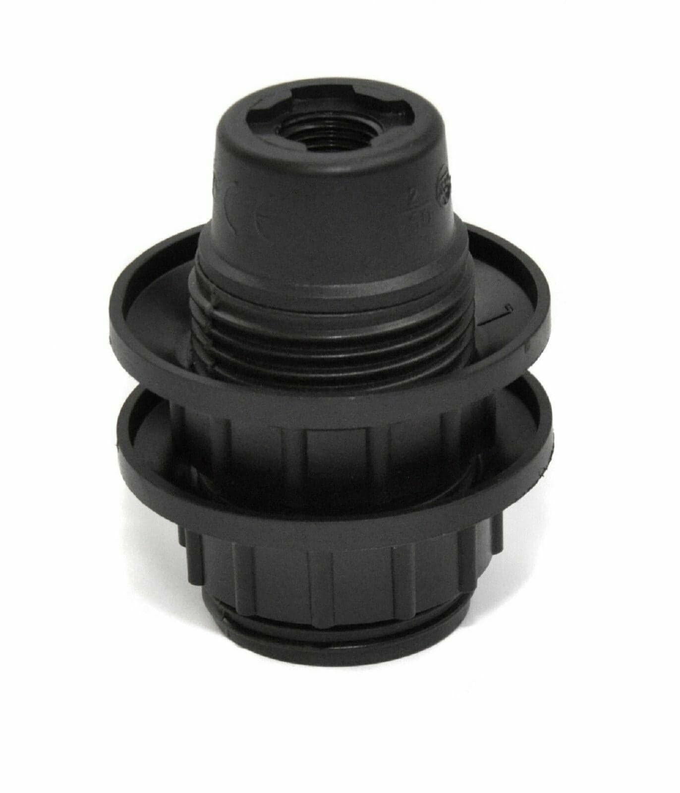 PORTALAMPADA E 14 NERO FILETTATO + 2 GHIERE IN BAKELITE ATTACCO PICCOLO in prodotto EuroStore07 - Alatri, commercioVirtuoso.it
