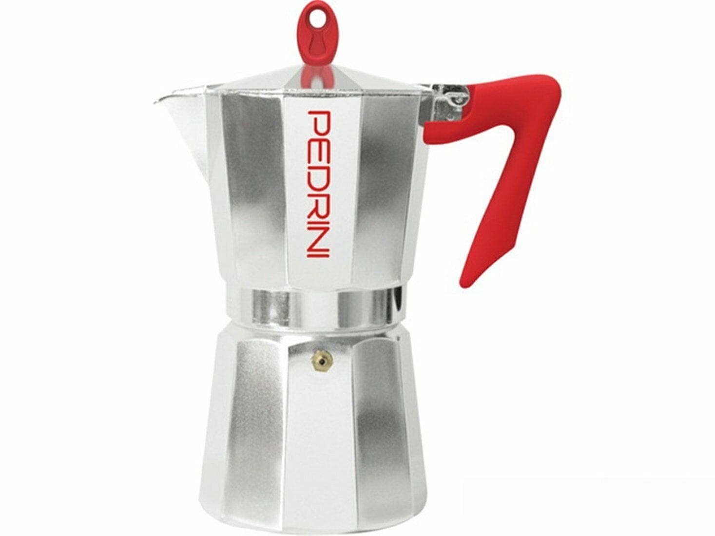 CAFFETTIERA 3 TZ PEDRINII MOKA MACCHINA CAFFE' ESPRESSO * MANICO * ROSSO in prodotto EuroStore07 - Alatri, commercioVirtuoso.it