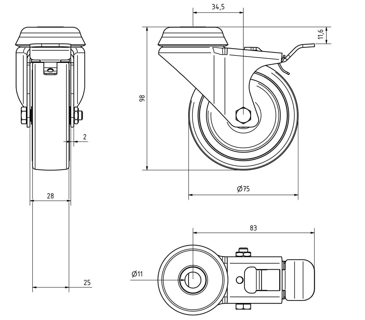 Kit 4 Ruote per Armadi Dotati di Foro per Perno M10 in Rotelle Scontolo.net - Potenza, commercioVirtuoso.it