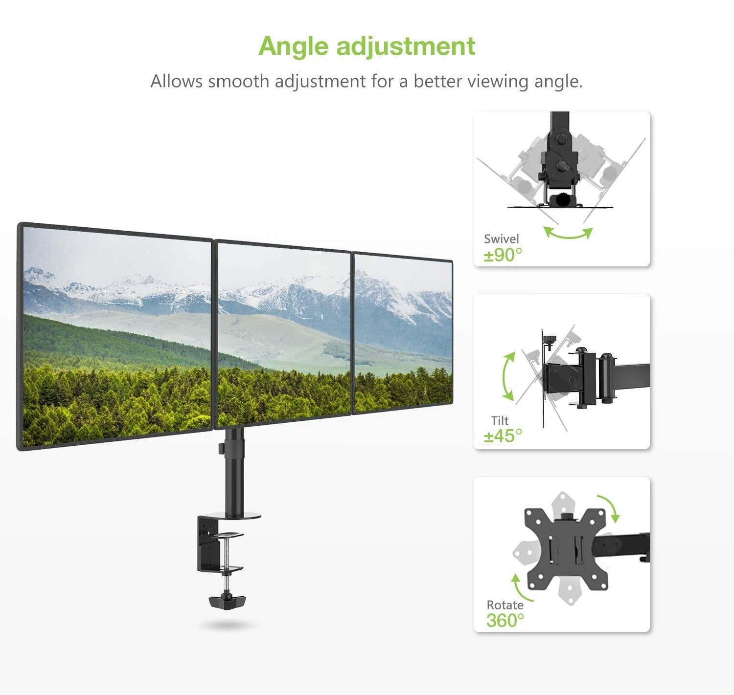 Supporto da scrivania per 3 Monitor 13-24'' con morsetto in Supporti Scontolo.net - Potenza, commercioVirtuoso.it