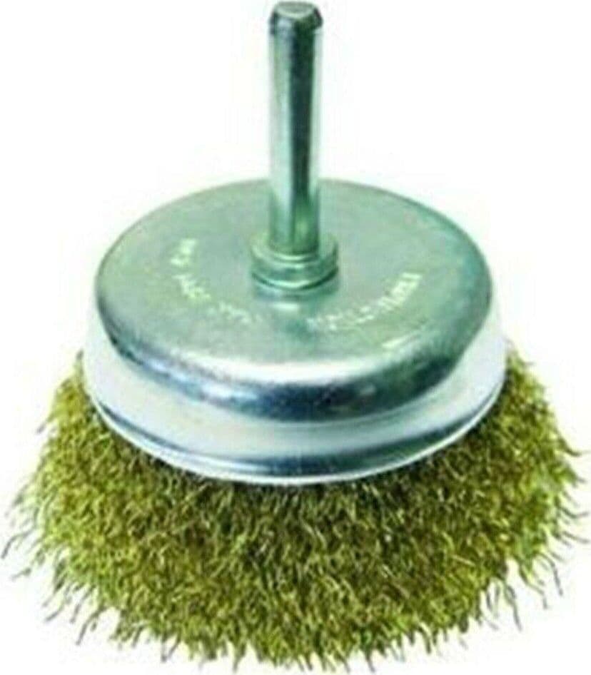 1 SPAZZOLA A TAZZA FILI ACCIAIO PER TRAPANO ø mm.50 CODOLO 6 MM FERR 105583 in prodotto EuroStore07 - Alatri, commercioVirtuoso.it