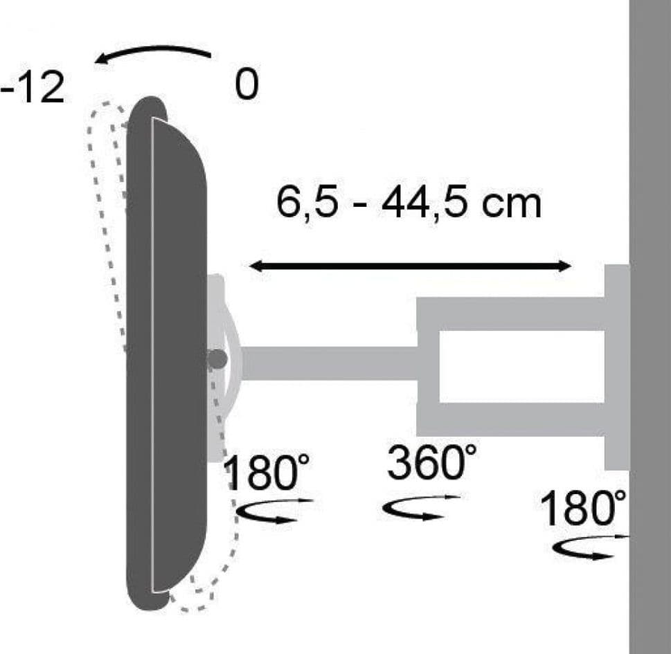 Supporto a Muro per TV LED LCD 19-37'' Inclinabile 3 Snodi Bianco in Supporti da parete e da soffitto Scontolo.net - Potenza, commercioVirtuoso.it
