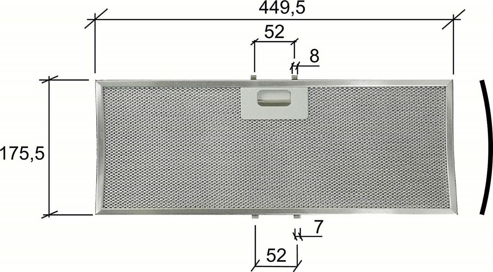 FILTRO CAPPA ELICA,TURBOAIR IN ALLUMINIO'CURVO' mm.449,5 x 172 x 9 F 244 in prodotto EuroStore07 - Alatri, commercioVirtuoso.it