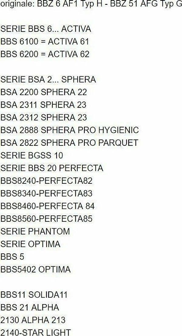 8 SACCHETTI ASPIRAPOLVERE ADATTI A BOSH SPHERA PERFECTA Typ H / Typ G SI 11 in prodotto EuroStore07 - Alatri, commercioVirtuoso.it