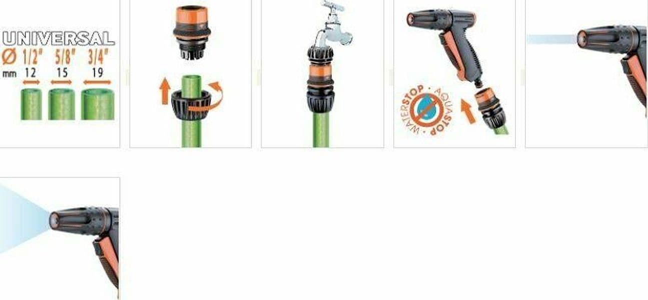 CLABER 48550 PISTOLA MULTI GETTO + RACCORDI + IRRIGAZIONE TUBI 1/2 - 5/8 - 3/4 in prodotto EuroStore07 - Alatri, commercioVirtuoso.it