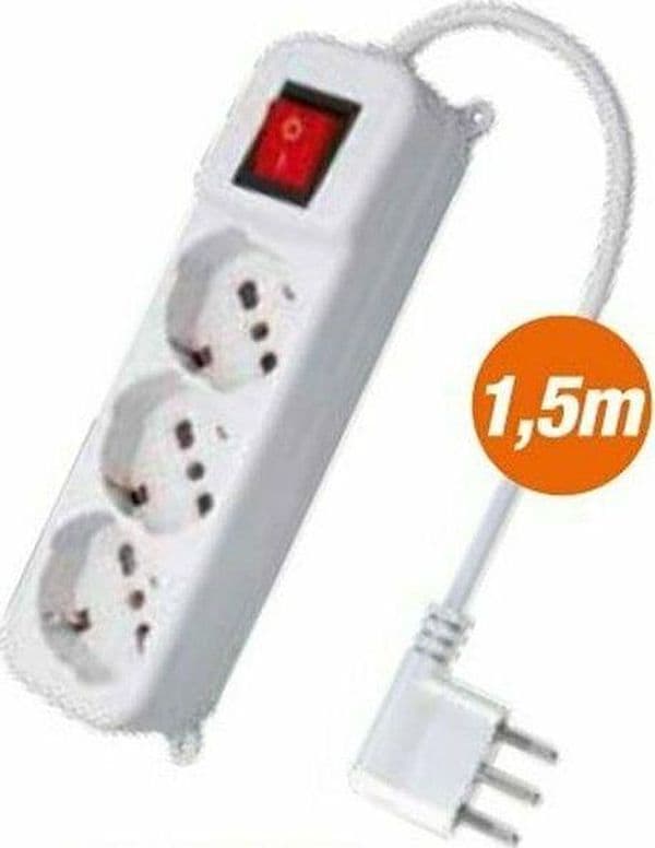 MULTIPRESA 3 POSTI UNIVERSALE CAVO 1.5 MT SPINA 16 A GRANDE ANGOLO DF 807280 in prodotto EuroStore07 - Alatri, commercioVirtuoso.it
