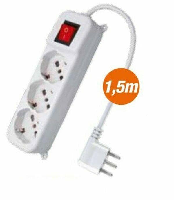 MULTIPRESA 3 POSTI UNIVERSALE CAVO 1.5 MT SPINA 16 A GRANDE ANGOLO DF 807280 in prodotto EuroStore07 - Alatri, commercioVirtuoso.it