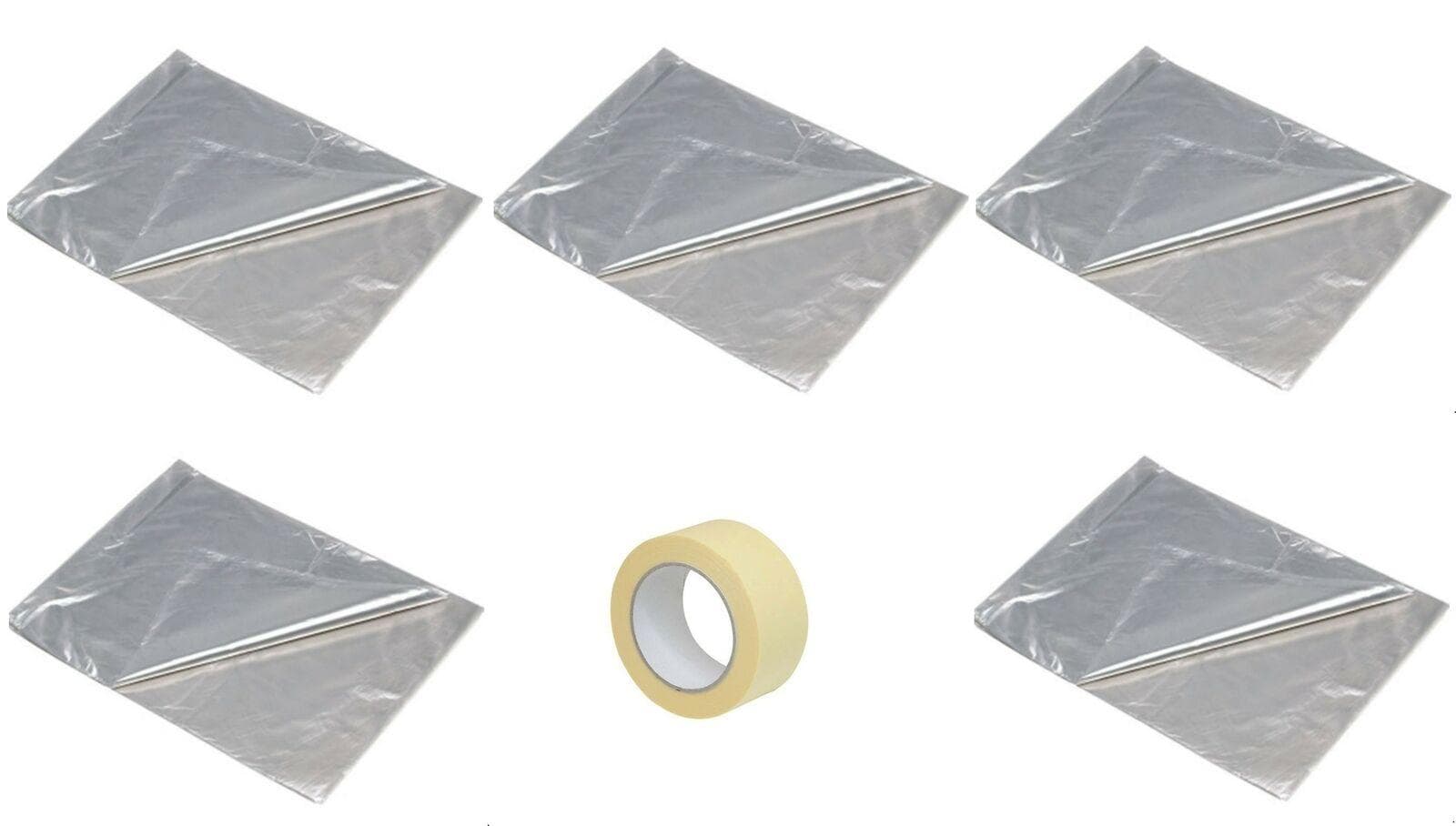 5 Teli Copritutto Mt 4 X 4 + 1 Nastro Carta Mt 50 X 5 Cm Pittura Muratura Mobili in prodotto EuroStore07 - Alatri, commercioVirtuoso.it