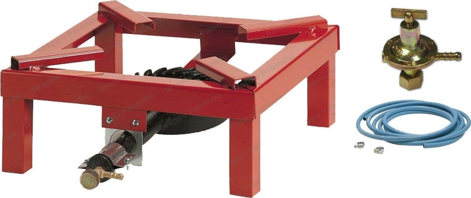 FORNELLONE A GAS CM 40 X 40 IN METALLO + REGOLATORE TUBO 2 mt ROSSO O NERO in prodotto EuroStore07 - Alatri, commercioVirtuoso.it