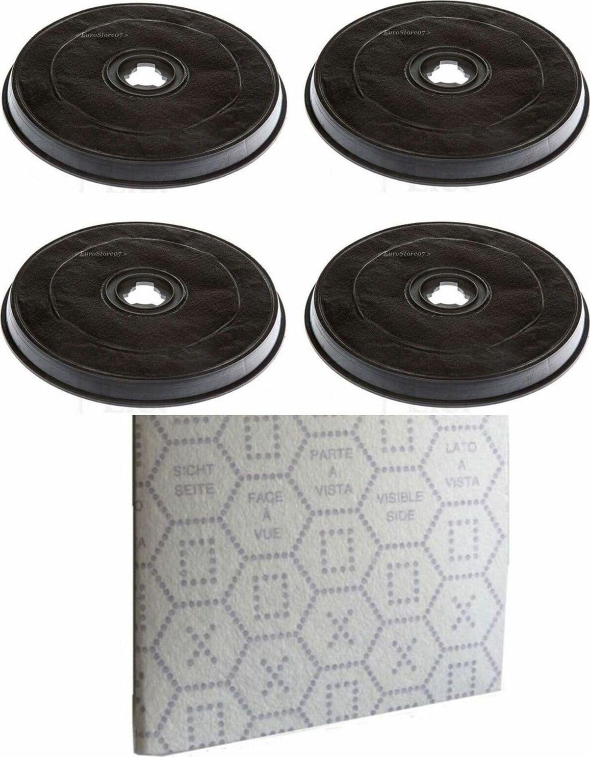 4 FILTRI CAPPA FABER CARBONI ATTIVI CON FARFALLA + 1 PANNO H 2.6 Cm Ø 23.2 F 38 in prodotto EuroStore07 - Alatri, commercioVirtuoso.it