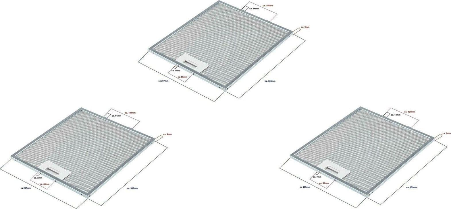 FILTRO CAPPA CANDY 49030919 INDESIT C00314158 METALLICO 305x267x9mm PZ 3 F 239 in prodotto EuroStore07 - Alatri, commercioVirtuoso.it
