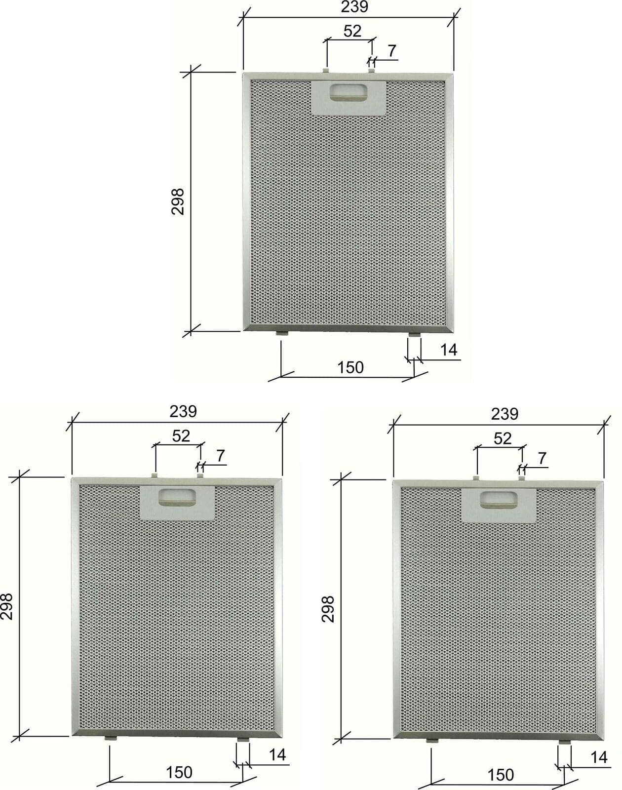 3 PZ ELECTROLUX 50253939008 FILTRO CAPPA METALLICO CM 298x239x9mm F 232 in prodotto EuroStore07 - Alatri, commercioVirtuoso.it