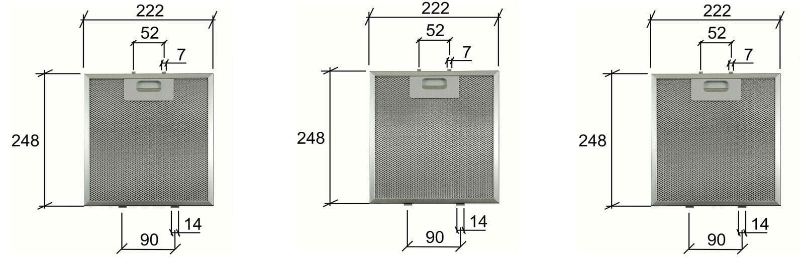 FILTRO CAPPA ELICA GF04MC METALLICO mm 248x222x9 -3 PZ - F 249 in prodotto EuroStore07 - Alatri, commercioVirtuoso.it