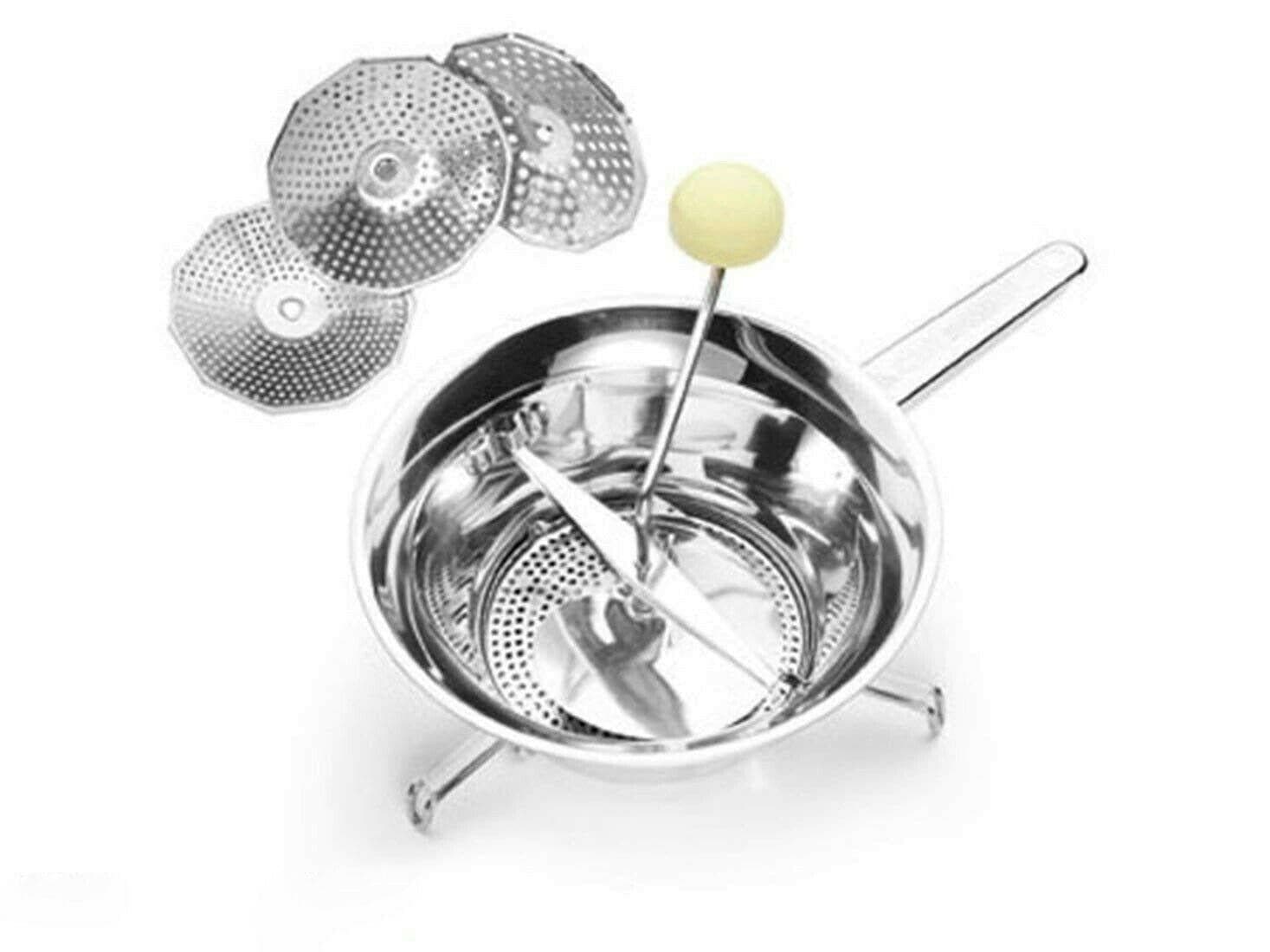 PASSAVERDURA PASSATUTTO INOX CM 24 CON 3 DISCHI PRA 533119 in prodotto EuroStore07 - Alatri, commercioVirtuoso.it