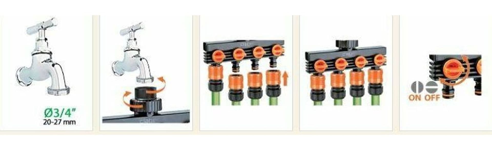CLABER 8581 PRESA 4 VIE CON RUBINETTI SINGOLI PER OGNI USCITA in prodotto EuroStore07 - Alatri, commercioVirtuoso.it