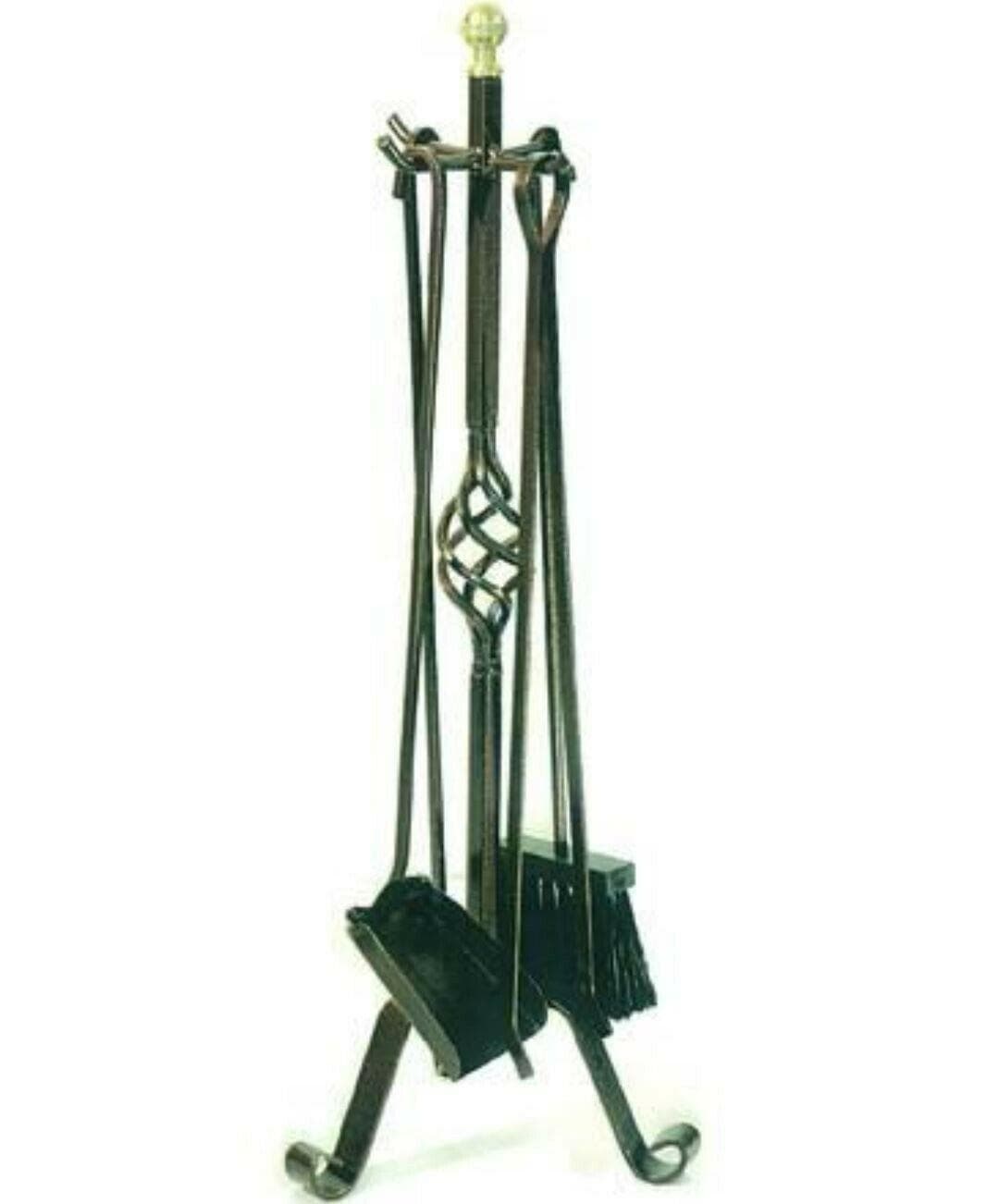 ATTREZZI CAMINO SET 4 PZ FERRO BATTUTO NERO + POMI OTTONE cm..25x70h FERR 245883 in prodotto EuroStore07 - Alatri, commercioVirtuoso.it