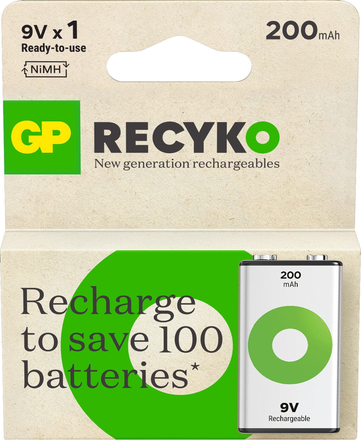 Blister 1 Batteria Ricaricabile 9V 200 mAh GP ReCyko in Pile ricaricabili Scontolo.net - Potenza, commercioVirtuoso.it