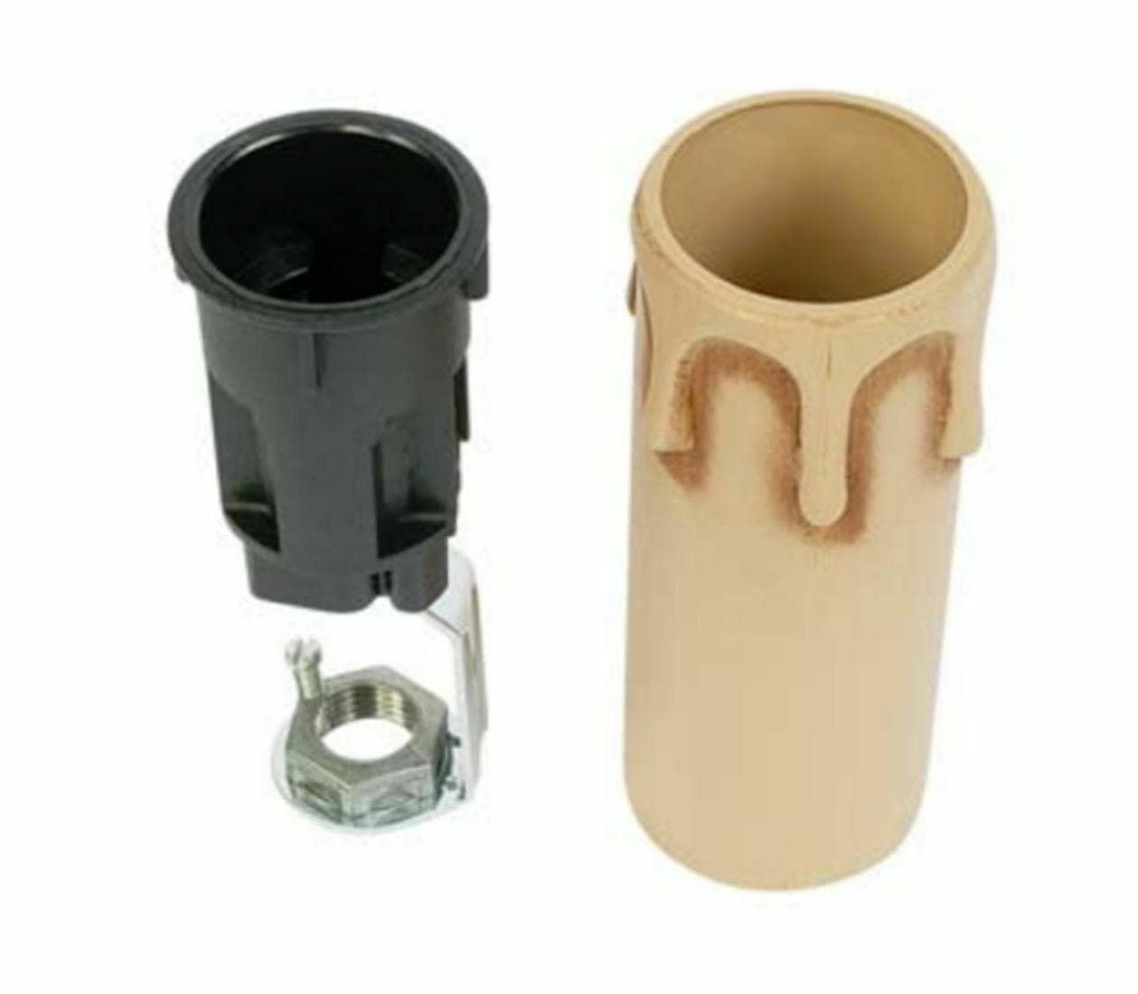 PORTALAMPADA FINTA CANDELA E 14 DECORATIVO AVORIO ALTO cm. 7, Ø mm. 27V in prodotto EuroStore07 - Alatri, commercioVirtuoso.it