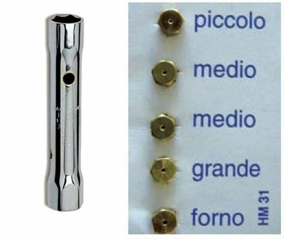 CHIAVE A TUBO 6 / 7+ UGELLI GAS BOMBOLA GPL CUCINE GAS DELONGHI GASFIRE 2 MEDI in prodotto EuroStore07 - Alatri, commercioVirtuoso.it