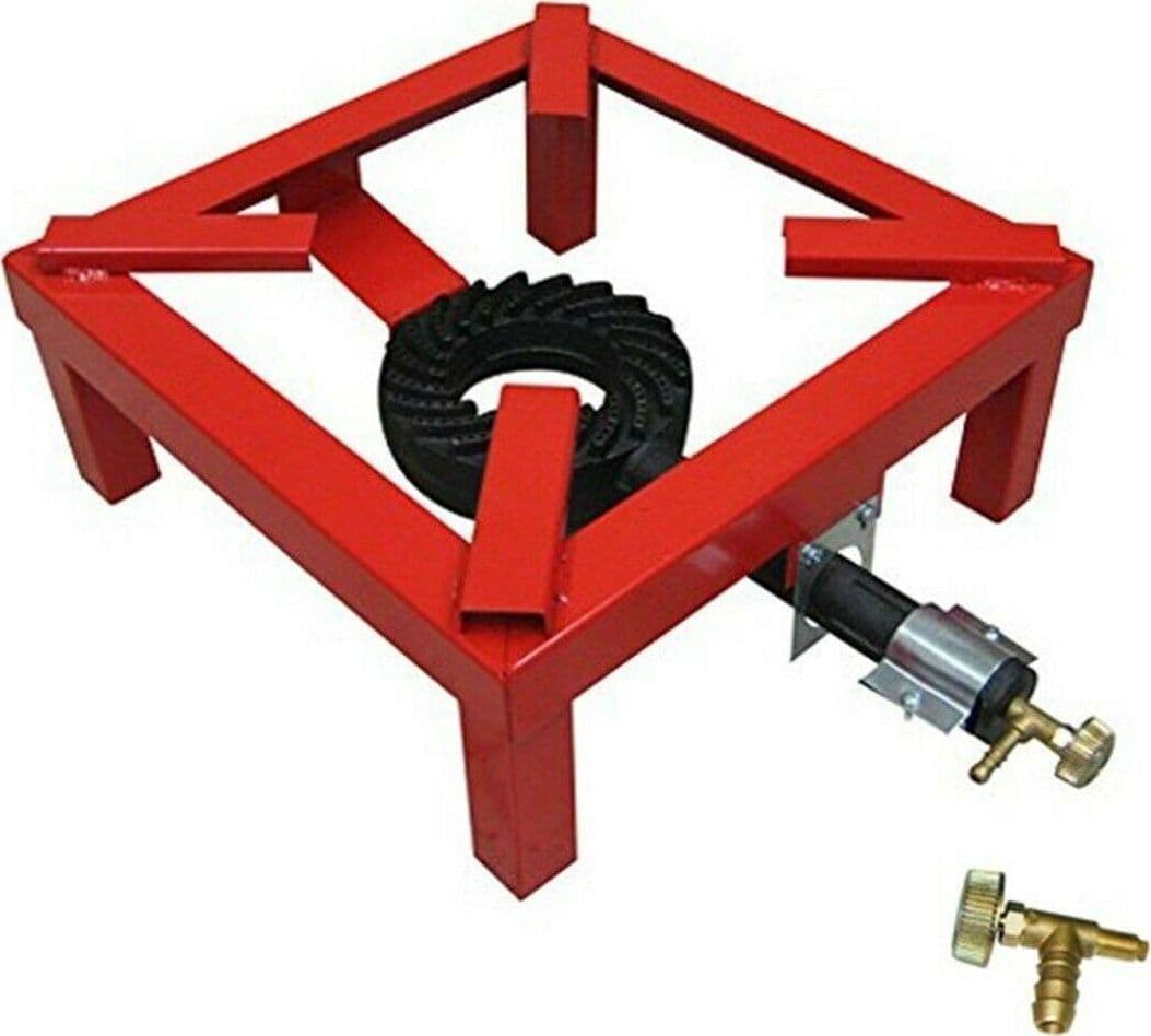 FORNELLONE ROSSO / NERO A GAS CM 40 X 40 8.5 KW GAS BOMBOLA + RUBINETTO  METANO in prodotto EuroStore07 - Alatri, commercioVirtuoso.it